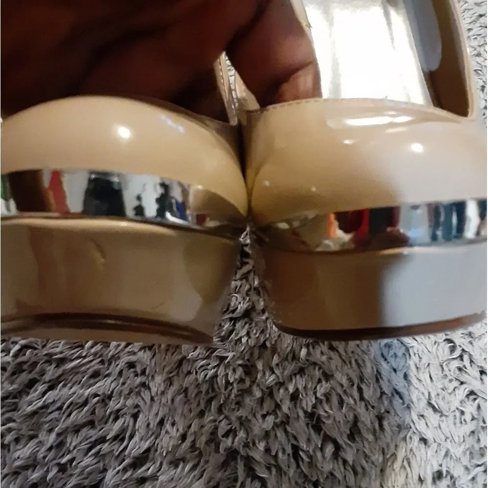 Nude Platforms Mirror Stiletto Heels Sz 7